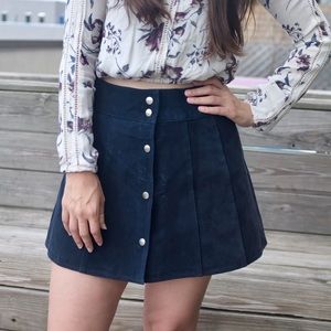 Vintage The Outer Edge Suede Navy Blue Skirt